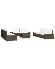 Salon de jardin 10 pcs Résine tressée Marron | Mobilier & Déco
