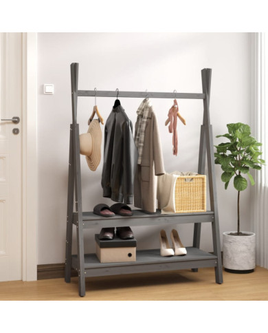 Porte-vêtements Gris 100x45,5x150 cm Bois de pin massif | Mobilier & Déco