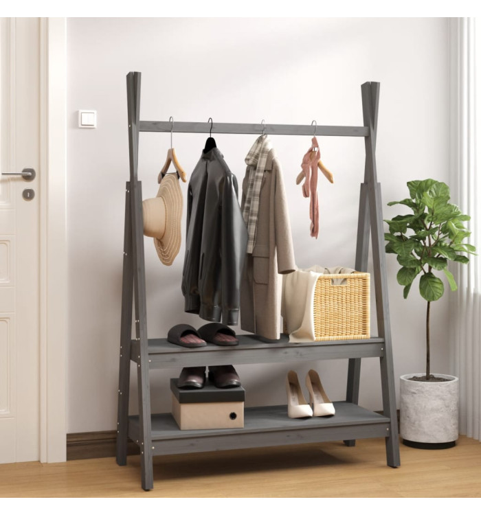 Porte-vêtements Gris 100x45,5x150 cm Bois de pin massif | Mobilier & Déco