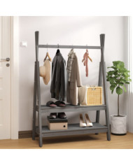 Porte-vêtements Gris 100x45,5x150 cm Bois de pin massif | Mobilier & Déco