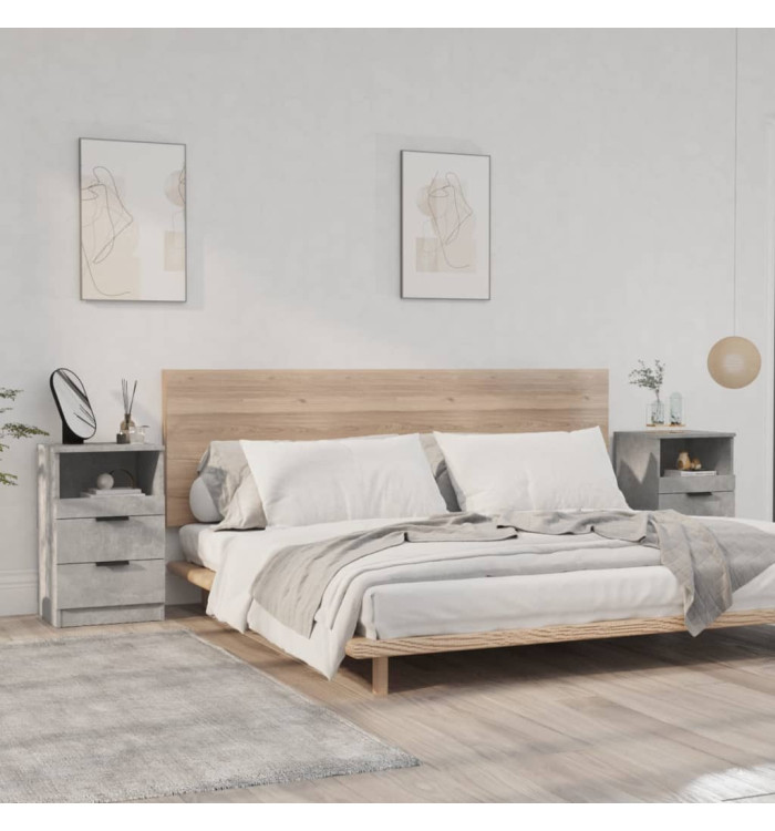Tables de chevet 2 pcs Gris béton Bois d'ingénierie | Mobilier & Déco
