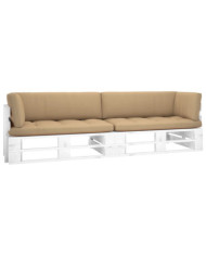 Canapé palette 2 places avec coussins Pin imprégné de blanc | Mobilier & Déco