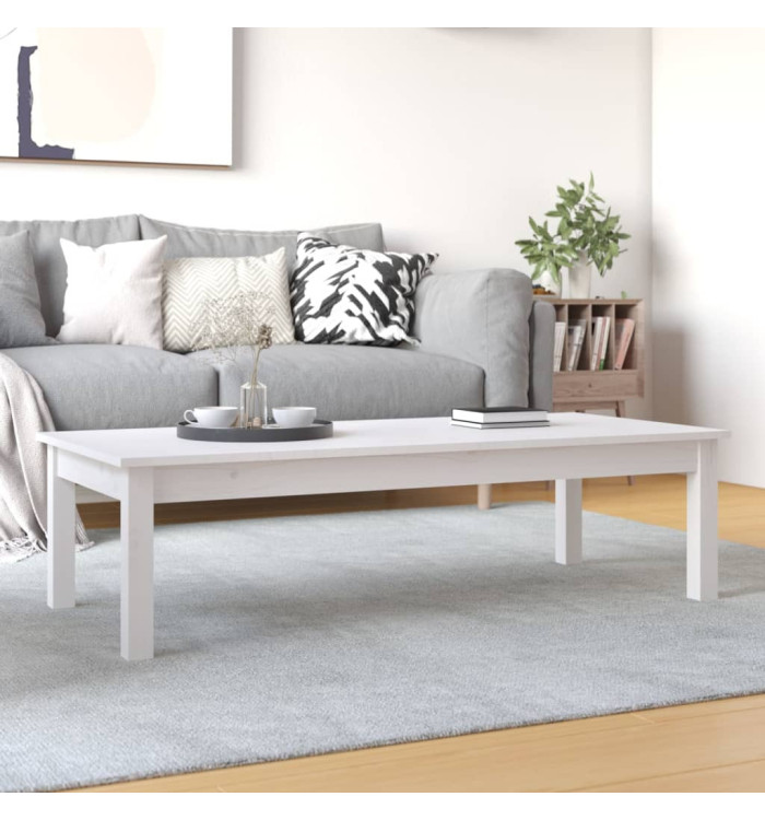 Table basse Blanc 110x50x30 cm Bois massif de pin | Mobilier & Déco