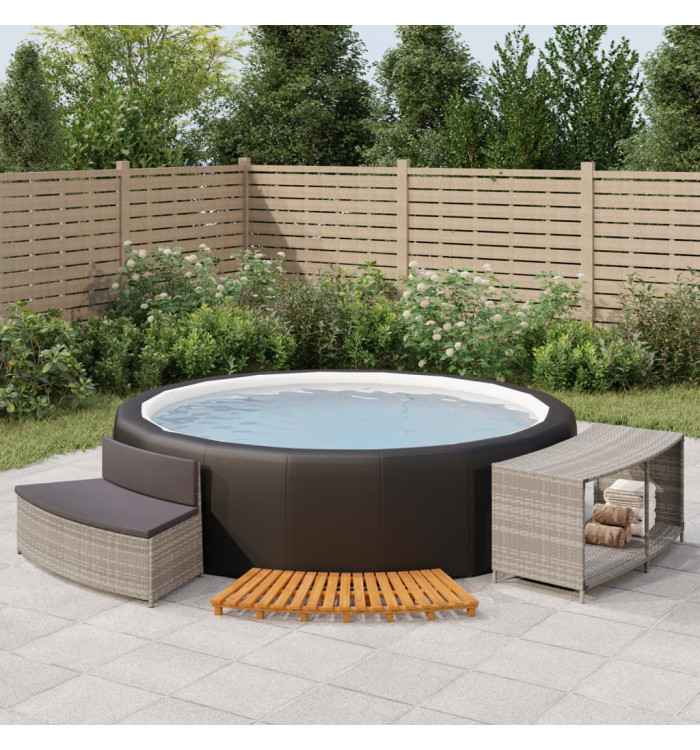 Cadre de bain à remous gris résine tressée bois massif d'acacia | Mobilier & Déco