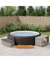 Cadre de bain à remous gris résine tressée bois massif d'acacia | Mobilier & Déco