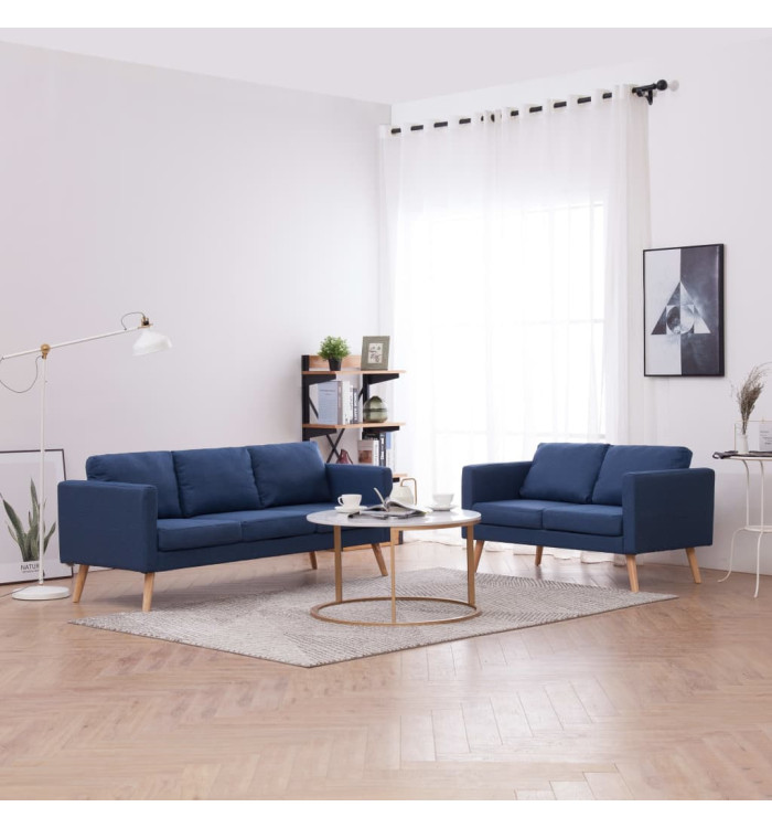 Ensemble de canapé 2 pcs tissu bleu | Mobilier & Déco