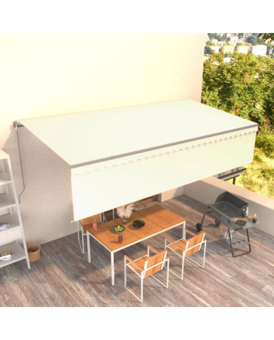 Auvent manuel rétractable avec store 6x3 m Crème | Mobilier & Déco