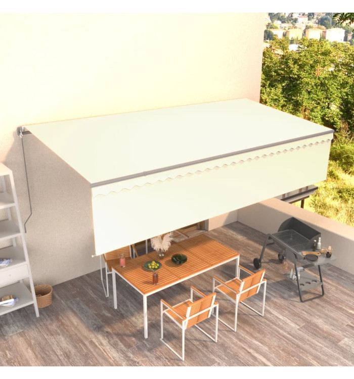 Auvent manuel rétractable avec store 6x3 m Crème | Mobilier & Déco