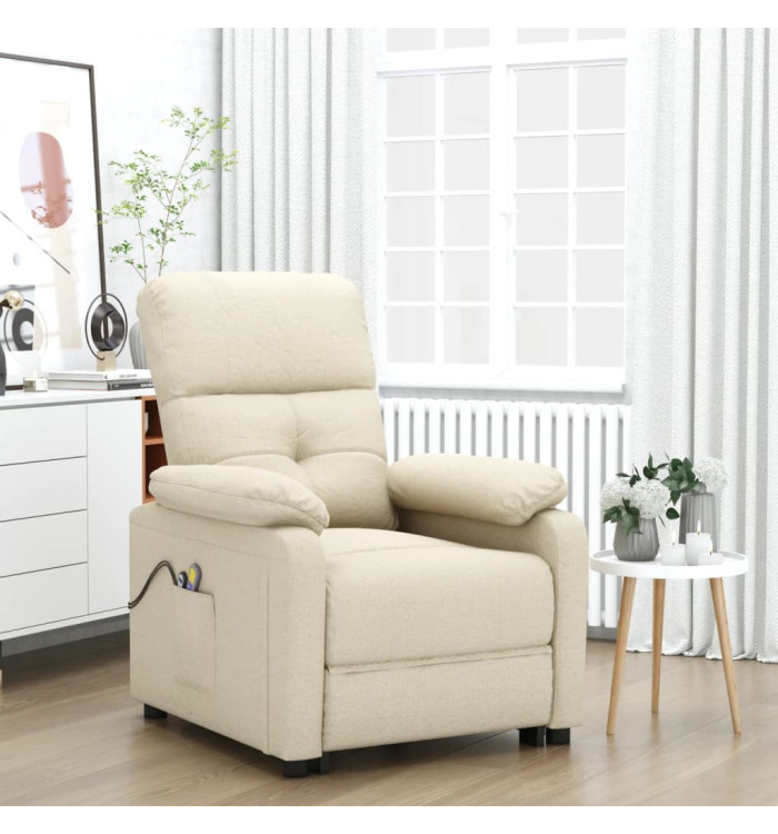 Fauteuil électrique de massage Crème Tissu | Mobilier & Déco