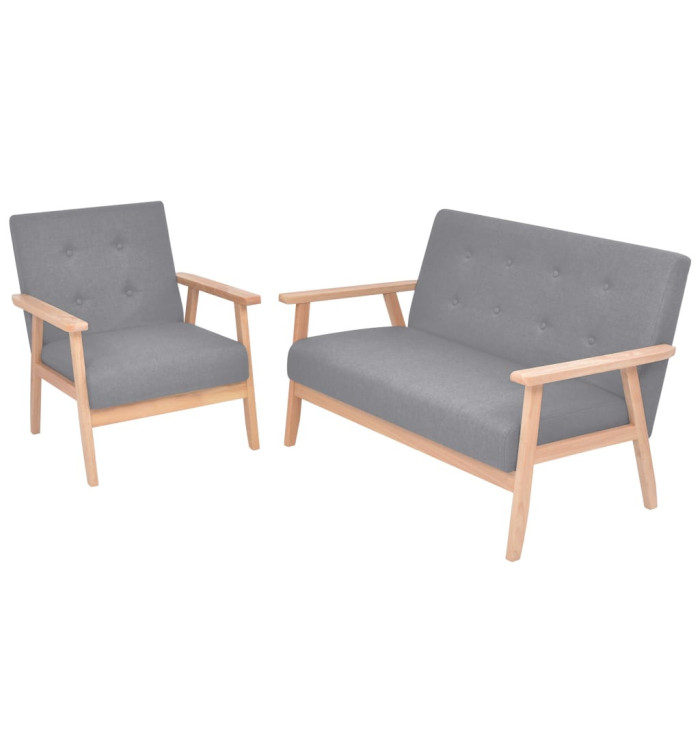 Ensemble de canapés 2 pcs Tissu Gris clair | Mobilier & Déco