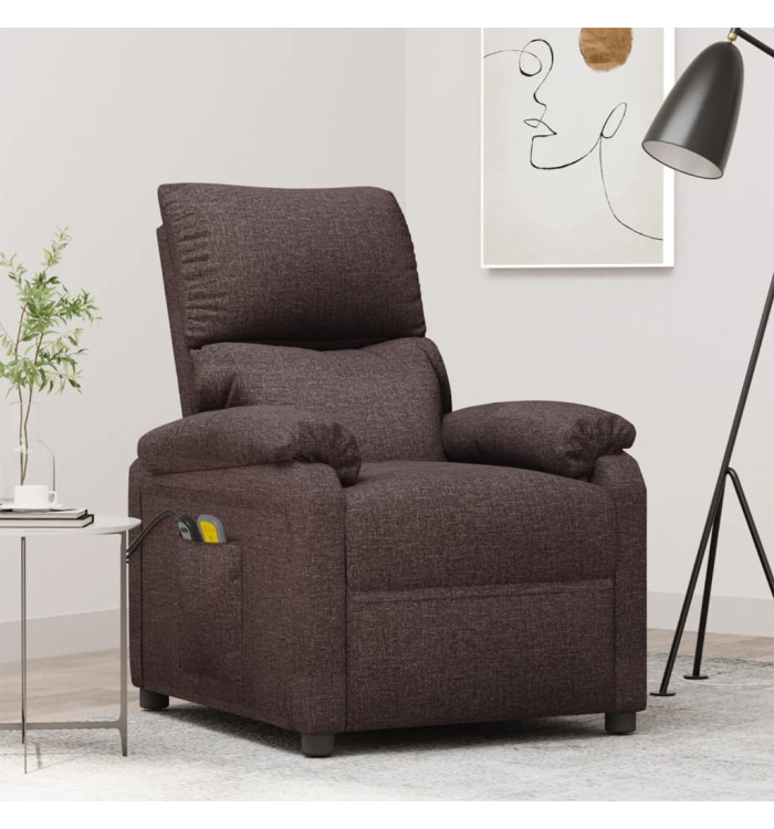 Fauteuil électrique de massage Marron foncé Tissu | Mobilier & Déco