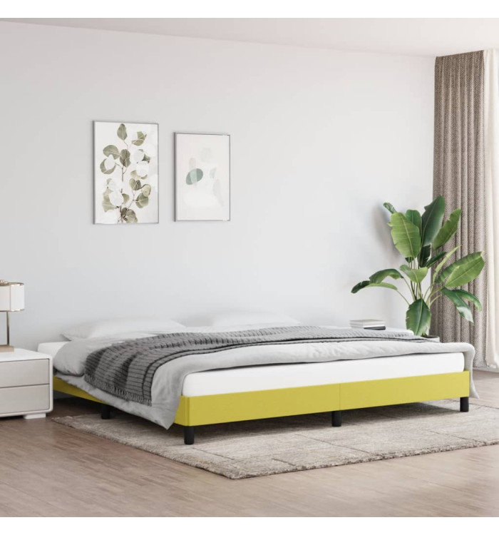 Cadre de lit sans matelas vert 200x200 cm tissu | Mobilier & Déco