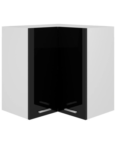 Armoire d'angle suspendue "Lyon" Noir brillant | Mobilier & Déco