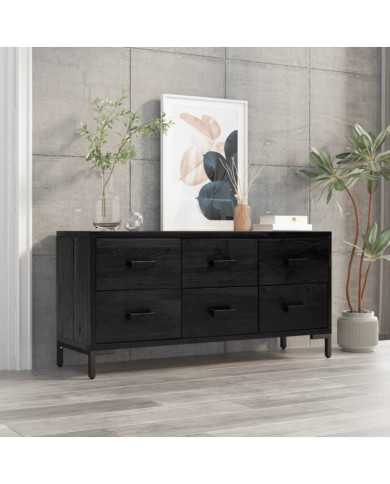 Armoire de rangement Noir 110x30x45 cm Bois de pin massif | Mobilier & Déco