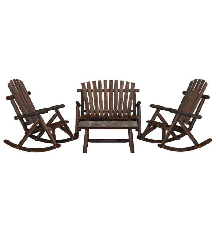 Ensemble de salon de jardin 4 pcs bois massif d'épicéa | Mobilier & Déco