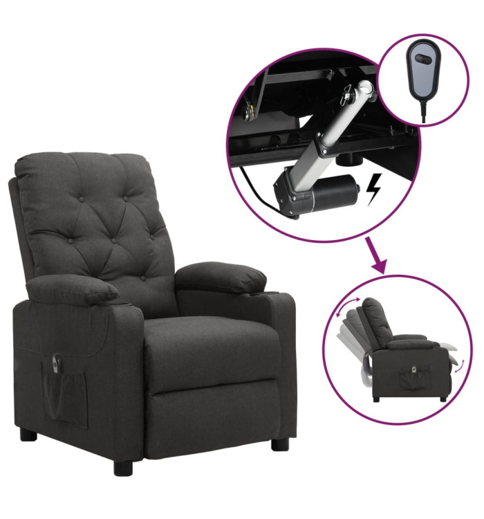 Fauteuil inclinable électrique Gris foncé Tissu | Mobilier & Déco