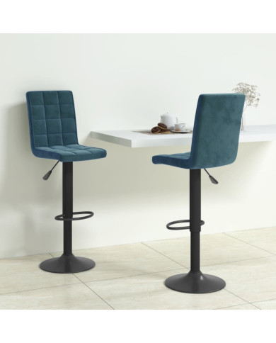 Tabourets de bar lot de 2 bleu velours | Mobilier & Déco