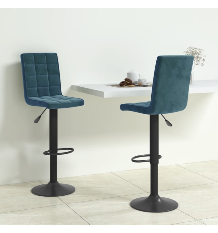Tabourets de bar lot de 2 bleu velours | Mobilier & Déco