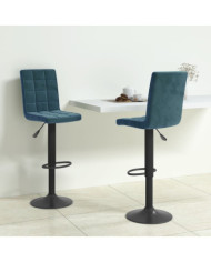 Tabourets de bar lot de 2 bleu velours | Mobilier & Déco