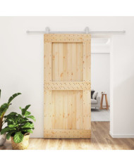Porte coulissante et kit de quincaillerie 95x210 cm pin massif | Mobilier & Déco