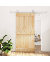 Porte coulissante et kit de quincaillerie 100x210 cm pin massif | Mobilier & Déco