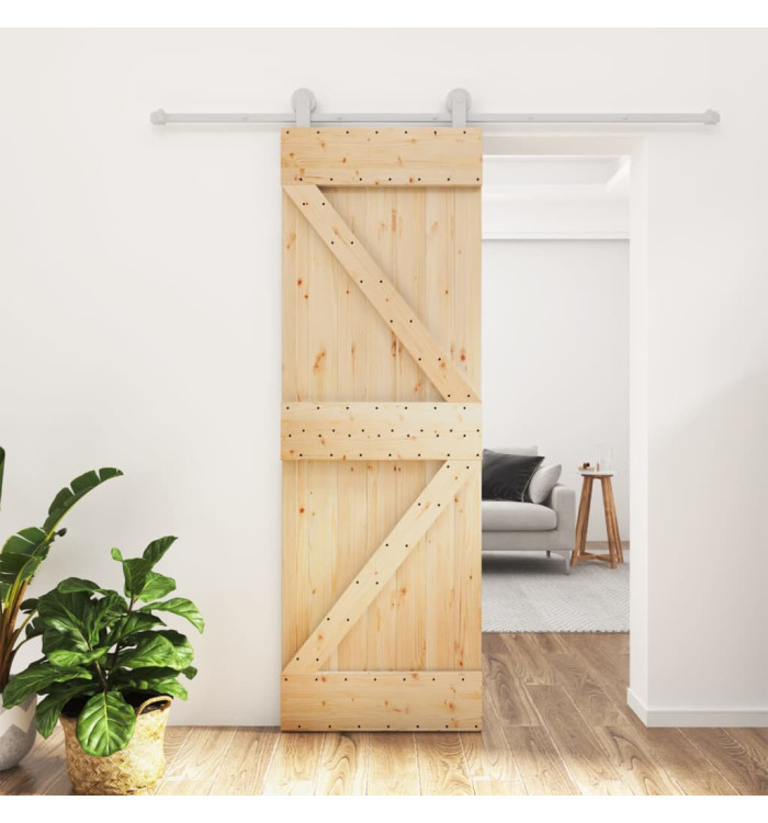 Porte coulissante et kit de quincaillerie 70x210 cm pin massif | Mobilier & Déco