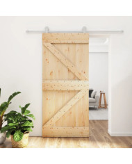 Porte coulissante et kit de quincaillerie 95x210 cm pin massif | Mobilier & Déco