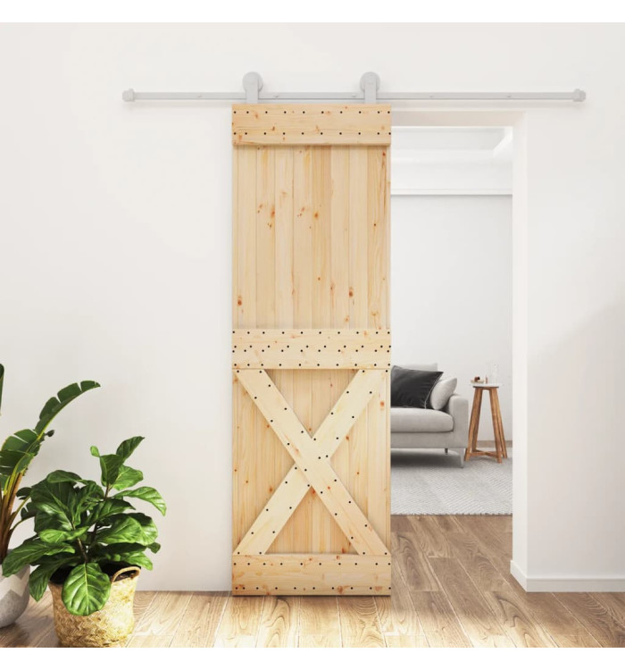 Porte coulissante et kit de quincaillerie 70x210 cm pin massif | Mobilier & Déco