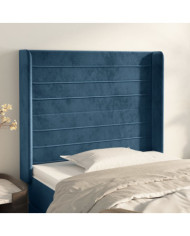 Tête de lit avec oreilles Bleu foncé 83x16x118/128 cm Velours | Mobilier & Déco