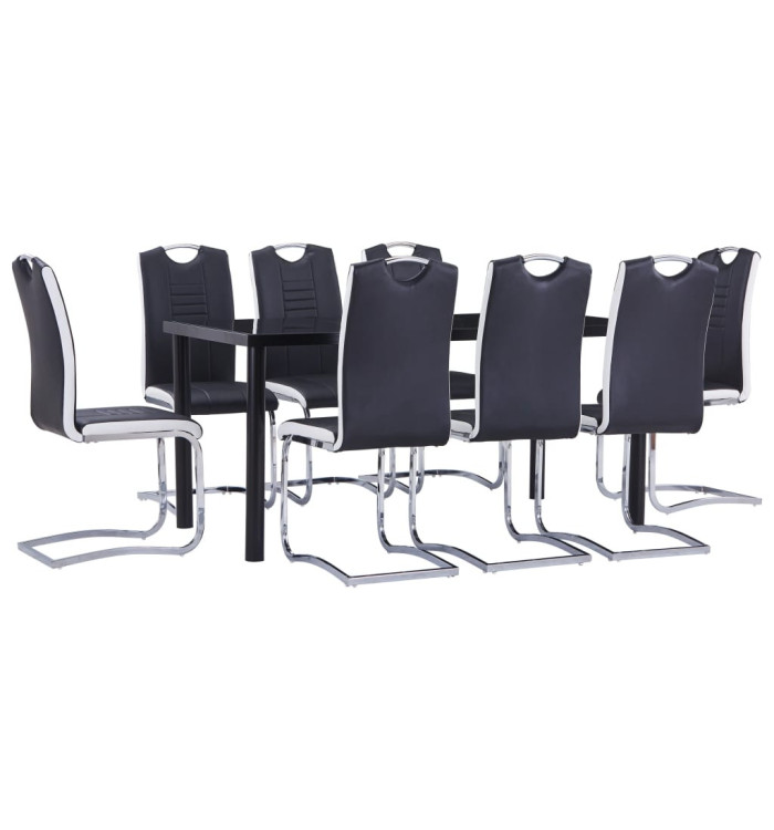 Ensemble de salle à manger 9 pcs Similicuir Noir | Mobilier & Déco