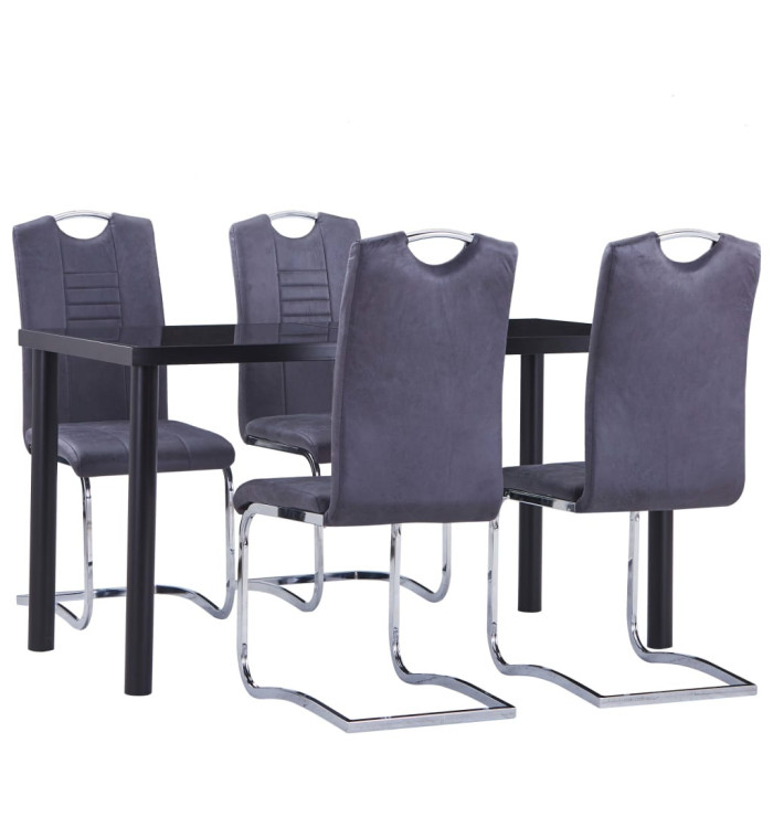 Ensemble de salle à manger 5 pcs Similicuir daim Gris | Mobilier & Déco