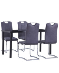 Ensemble de salle à manger 5 pcs Similicuir daim Gris | Mobilier & Déco