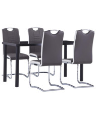 Ensemble de salle à manger 5 pcs Similicuir Gris | Mobilier & Déco