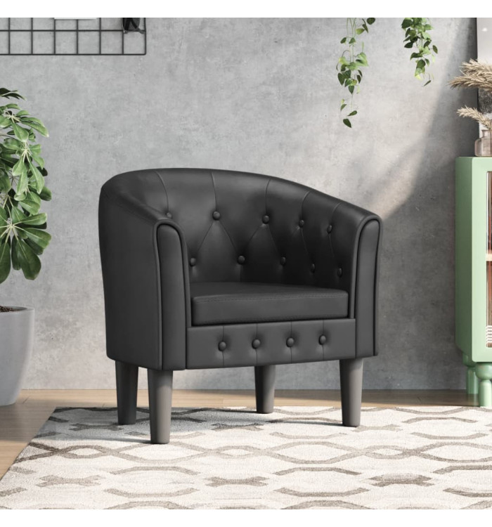 Chaise cabriolet noir similicuir | Mobilier & Déco