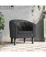 Chaise cabriolet noir similicuir | Mobilier & Déco