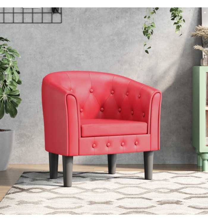 Chaise cabriolet rouge similicuir | Mobilier & Déco