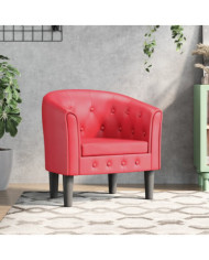 Chaise cabriolet rouge similicuir | Mobilier & Déco