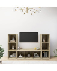 Meubles TV 3 pcs Chêne sonoma 107x35x37 cm Bois d'ingénierie | Mobilier & Déco