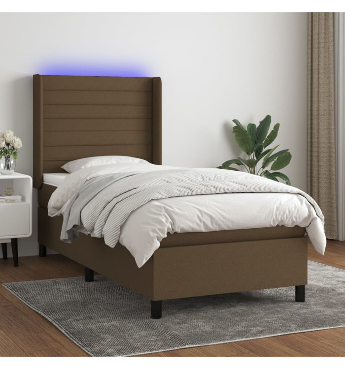 Sommier à lattes de lit matelas LED Marron foncé 80x200cm Tissu | Mobilier & Déco