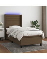 Sommier à lattes de lit matelas LED Marron foncé 80x200cm Tissu | Mobilier & Déco