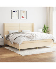 Sommier à lattes de lit avec matelas Crème 200x200 cm Tissu | Mobilier & Déco