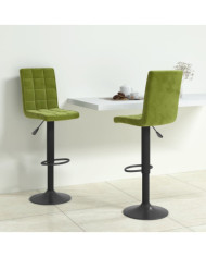 Tabourets de bar lot de 2 vert clair velours | Mobilier & Déco