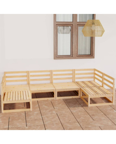 Salon de jardin 6 pcs bois de pin massif | Mobilier & Déco