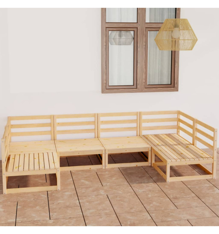 Salon de jardin 6 pcs bois de pin massif | Mobilier & Déco