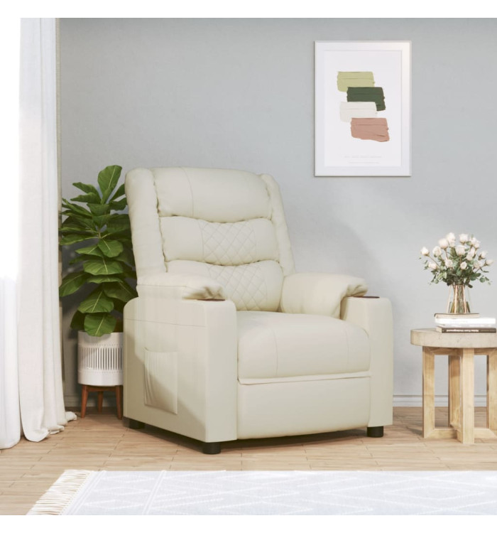 Fauteuil inclinable électrique Crème Similicuir | Mobilier & Déco