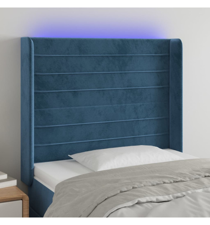 Tête de lit à LED Bleu foncé 83x16x118/128 cm Velours | Mobilier & Déco