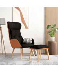 Chaise de relaxation avec repose-pied Noir Similicuir et tissu | Mobilier & Déco