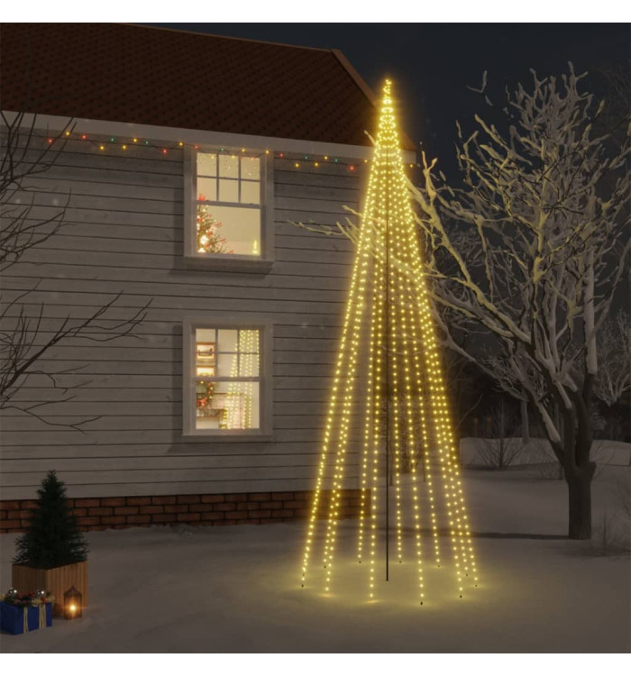 Sapin de Noël avec piquet 732 LED blanc chaud 500 cm | Mobilier & Déco