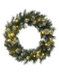 Couronne de Noël avec lumières LED Vert 60 cm PVC | Mobilier & Déco