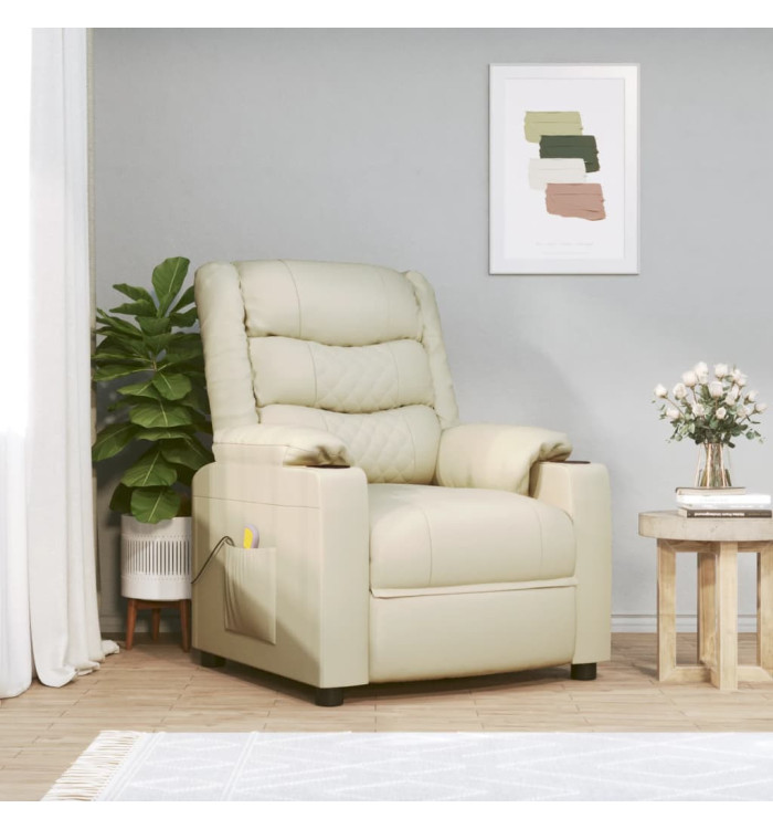 Fauteuil de massage Crème Similicuir | Mobilier & Déco
